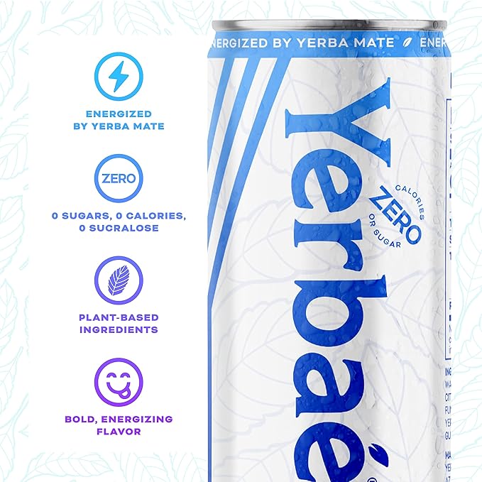 Yerbaé Energy Seltzer - Variety Performance Pack. No Sugar/Calories/Carbs. Energized by Yerba Mate Naturally Caffeinated Plant-Based, Healthy Alternative to Coffee/Sugary Sodas, Pack of 12, 12oz cans - Bloomnest