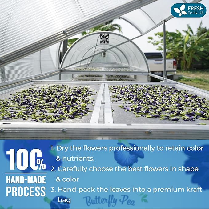 FreshDrinkUS, Premium 16oz Blue Butterfly Pea Flowers Dried – Premium Whole Flower Herbal Tea – Vibrant Blue Natural Color – Caffeine-Free Loose Flower Tea. Vegan - Bloomnest