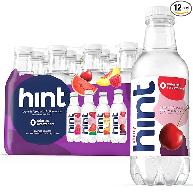 Hint Bottled Water, 4-Flavor Purple Variety Pack - Purified Water Beverages with Zero Calories, Natural Flavors, and Sugar Free - 16 Fl Oz (Pack of 12) - Bloomnest
