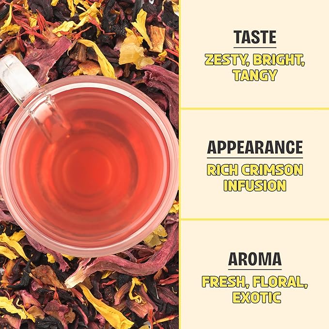 BREWIX, Mango Marvel Herbal Loose Tea (50+ Cups) | Made with Hibiscus, Mango, Pineapple, Orange Peel, Strawberry | Non-Caffeinated | Make Hot or Iced | Resealable Pouch - Bloomnest