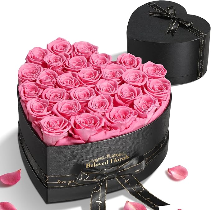 27 Preserved Flowers Rose Birthday Gifts for Women Her Mom Wife Girlfriend Grandma on Valentines Mothers Day Christmas Anniversary Romantic(Pink) - Bloomnest
