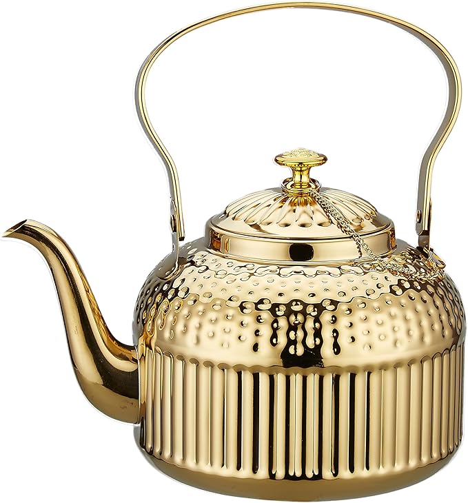 SANQIAHOME Antique 1.2L (40Oz) Stainless Steel Teapot with Infuser Gold - Bloomnest
