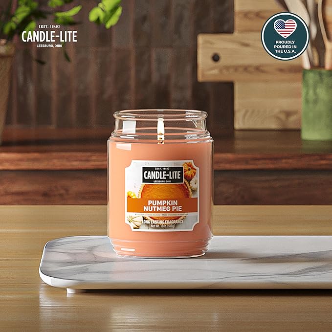 Candle-lite Halloween Scented Candles, Pumpkin Nutmeg Pie, 18 oz Jar, Proudly Poured in The USA, Aromatherapy Candle, Single-Wick with 110 Hours of Burn Time, Perfect for Creating an Inviting Ambiance - Bloomnest