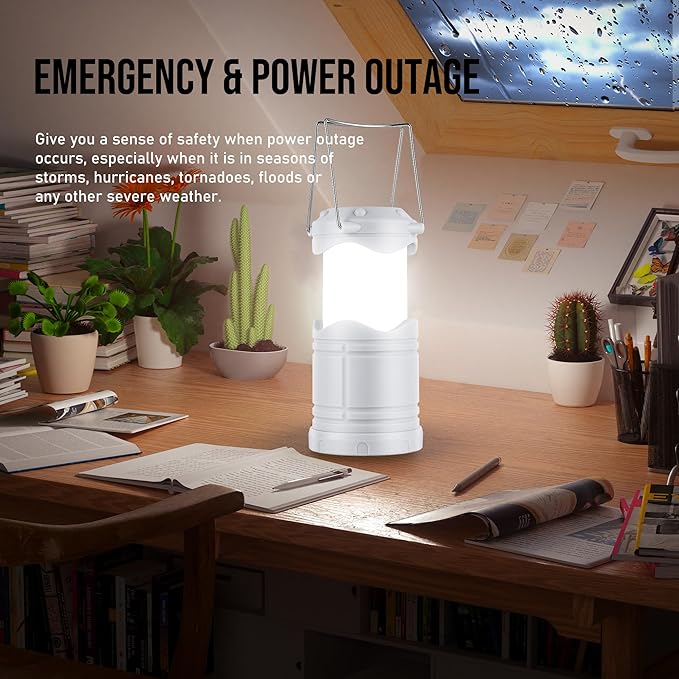 Lichamp LED Camping Lantern, 4 Pack Battery Powered Flashlight for Power Outages, Portable Collapsible Hanging Light Essential for Home, Outdoor, Emergency Lamp Survival Kit Gear for Hurricane, B4LW - Bloomnest