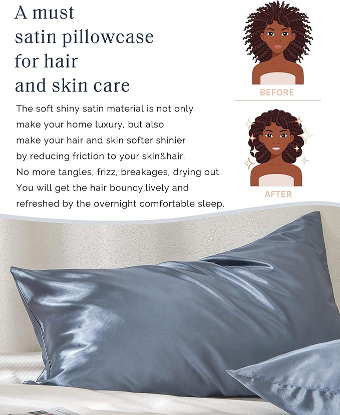 Yanibest Satin Pillowcase, King Size Pillow Cases Set of 2 - Silk Pillow Cases for Hair and Skin with Zipper, Silk Pillow Cases King for 20"x40", Exquisite Packaging for Women Men - Bloomnest