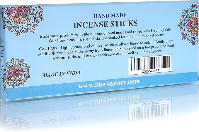 Bless-Nag-Champa 100%-Natural-Handmade-Hand-Dipped-Incense-Sticks Organic-Chemicals-Charcoal-Free Purification-Relaxation-Positivity-Yoga-Meditation Best-Woods-Scent (100 Sticks (5.25 OZ)) BlessInternational