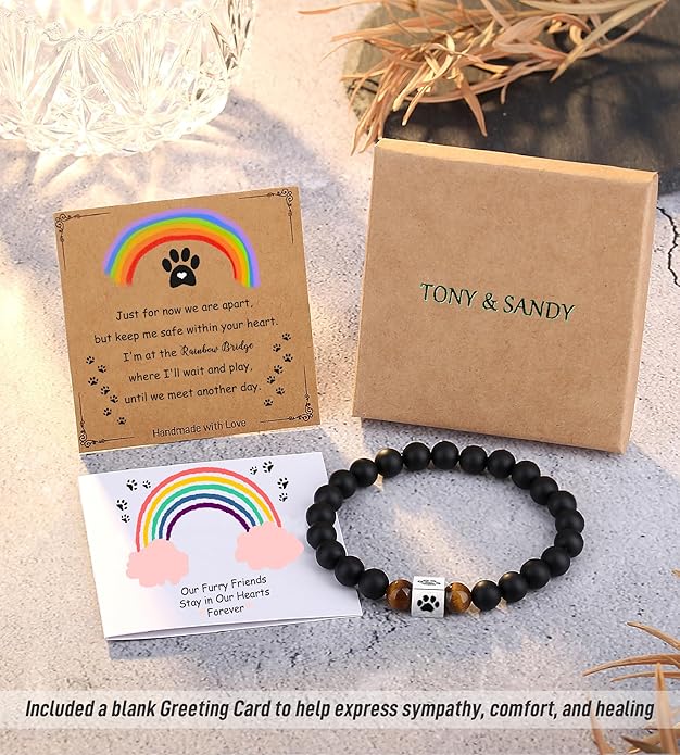 TONY & SANDY Dog Memorial Gifts, Pet Sympathy Rainbow Bridge Pet Memorial Bracelet for Men Women Girls Who Loss of Beloved Dog Cat - Bloomnest