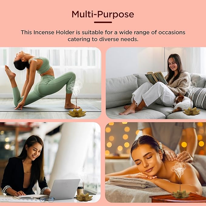 Raajsee Incense Holder, Set of 3 Flower Incense Burner, Brass Incense Stick Holder, Modern Stick Incense Holder, Gold Silver Copper