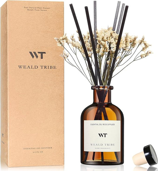 WEALD TRIBE Flower Reed Diffuser Set Lime & Citrus Scent for Bathroom Air Fresheners, Oil Diffuser Sticks | 4.0 fl oz Home Fragrance with Sticks Defusers | House Bedroom Office Shelf Decor - Bloomnest