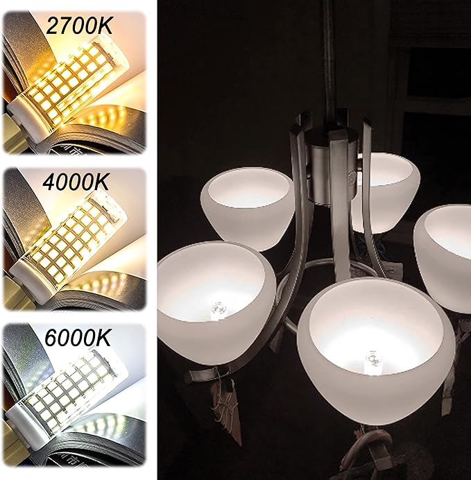 ALIDE E12 C7 LED Candelabra Bulbs 6000K Daylight White, 60W Halogen Equivalent, T6 Small Base 120V Light Bulbs 6W Cool White for Ceiling Fan Chandelier, 550lm 10-Pack - Bloomnest