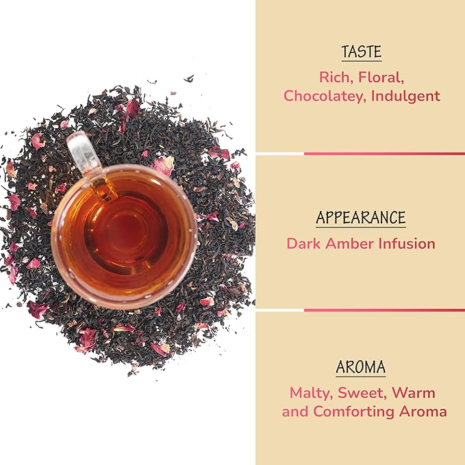 BREWIX, Chocolate Rose Loose Black Tea, (50+ Cups, 3.53oz/100g) | Valentine's | Dessert tea - Bloomnest