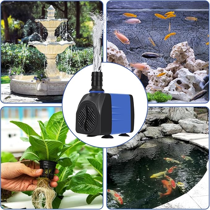 AQUANEAT Small Fountain Pump, 480 GPH Submersible Water Pump for Aquarium Fish Tank, Outdoor Water Fountain, Hydroponics, Pond Filter Pump - Bloomnest