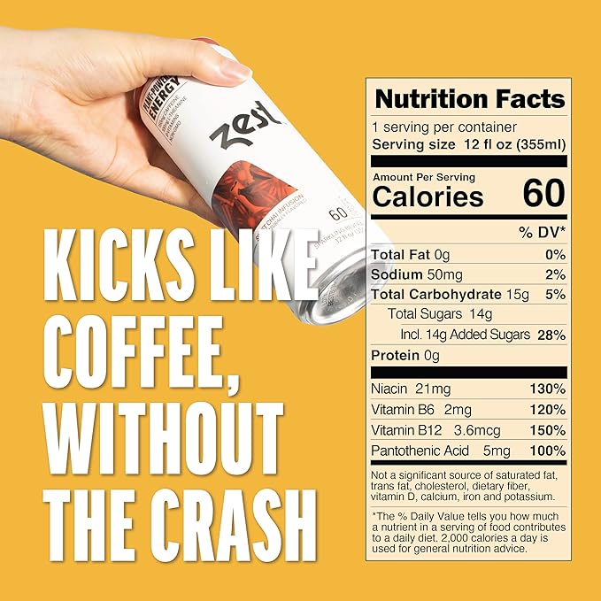Zest Clean Energy Drink – Sweet Chai Infusion – 150mg Caffeine + 100mg L-Theanine – Natural Focus & Concentration Boost – Healthy Energy Drink 12oz Can 12 Pack – Low Sugar, No Artificial Sweeteners - Bloomnest