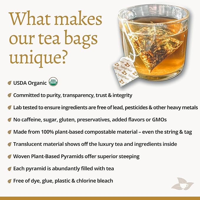 DelighTeas Ayurvedic Herbal Stomach & Liver Tea Bags | Eco-Friendly, Compostable Pyramids | Organic Milk Thistle, Fennel, Ginger, Peppermint & Licorice | Caffeine-Free, Kosher | 30 Tea Bags 4g Each - Bloomnest