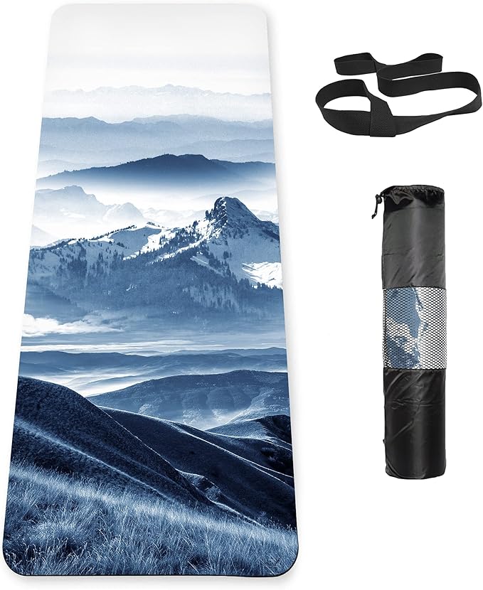 Non Slip Yoga Mat TPE Workout Mat for Men Women, Thick Workout Mat with Carrying Strap, Fitness Mats for Exercise, Yoga, Fitness, Pilates, Floor Workouts (72" x 24" x 6mm) - Bloomnest