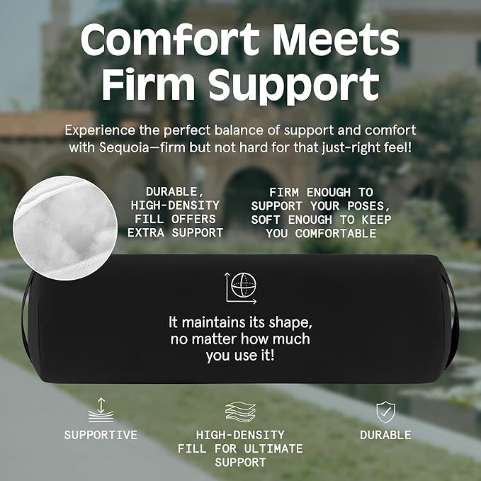 Retrospec Retrospec Sequoia Yoga Bolster Pillow - Meditation Cushion for Yoga Practices - Includes Machine Washable 100% Cotton Cover & Durable Carry Handle - Bloomnest