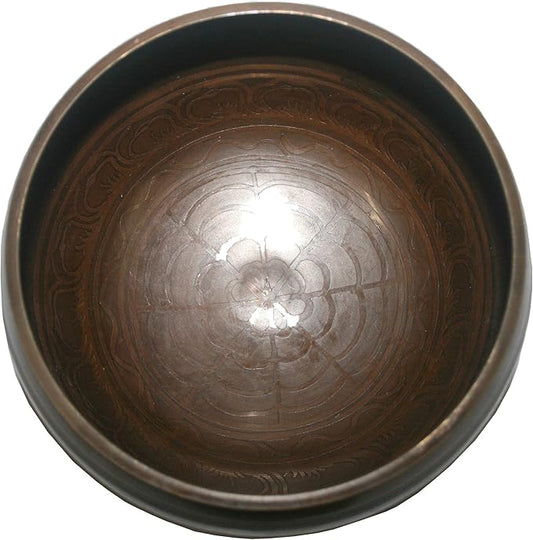 613 SB B' Note Crown Chakra Healing Antique Tibetan Auspicious Symbol Singing Bowl Set (5.6 inch Diameter) - Bloomnest