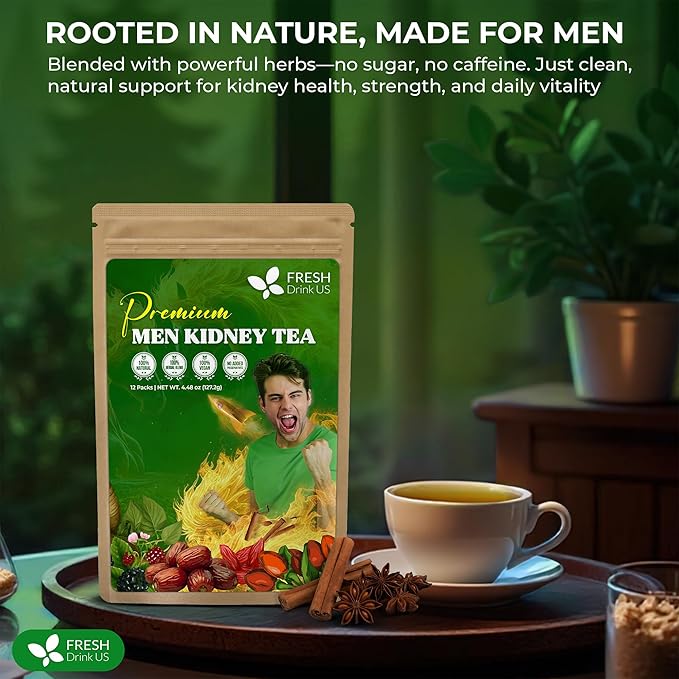 FreshDrinkUS, 24 Packs of Premium Herbal Kidney Support Tea – Ginseng Six Treasure Blend, 9 Powerful Ingredients, 10g/Bag – Men's Wellness Tea with Ginseng and Five Treasure Aid Root. - Bloomnest