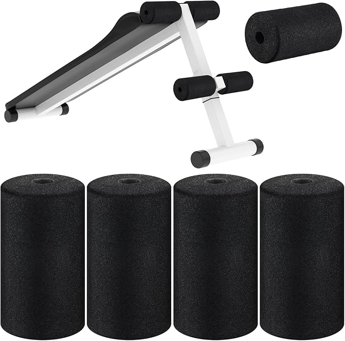 Deekin 4 Pcs Foam Foot Pad Rollers Buffer Tube Cover for Exercise Machine Home Gym Equipment Replacement Pads for Leg Extension Weight Bench Inversion Table(0.87 x 3.4 x 6.3 Inches) - Bloomnest