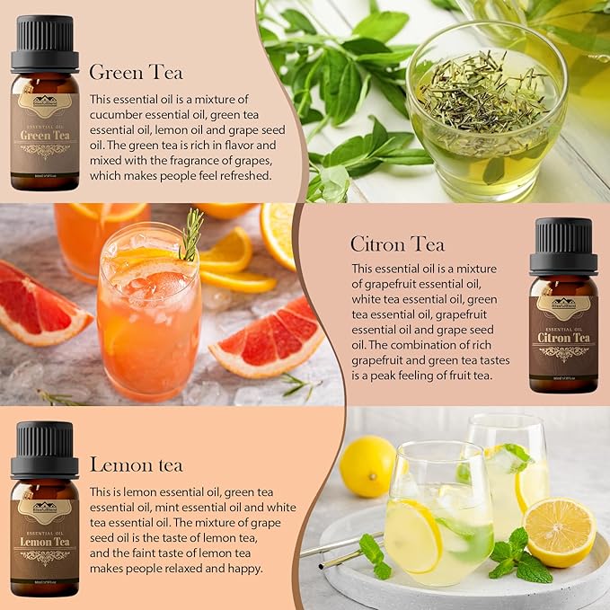 6 Pack 10ML Christmas Tea Essential Oil Diffuser for Home Care and Candle Making Atmosphere Fragrance of Essential Oil Gifts Set for Christmas Birthday Holiday Present - Bloomnest