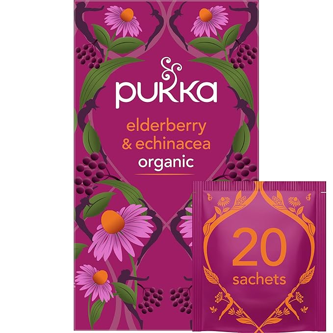 Pukka Tea Bags, Organic (Elderberry + Echinacea, Matcha Green,Chamomile Vanilla & Manuka Honey, & Three Ginger) (1ea) (Variety Pack) - Bloomnest