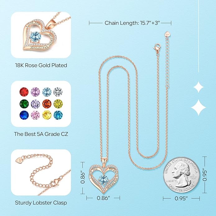 18K Rose Gold Necklaces for Women Birthday Gifts for Women Jewelry for Women Birthday Gifts for Wife Girlfriend Daughter Wife Birthday Gifts for Anniversary Mothers Day Christmas Valentines Gifts - Bloomnest