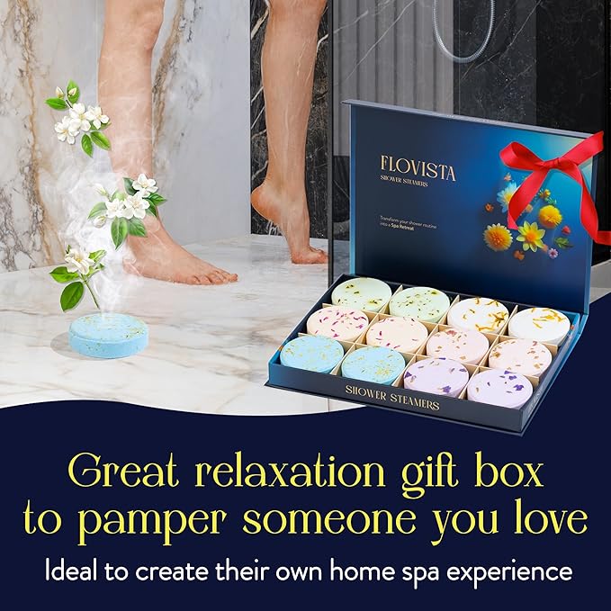Gifts for Women, Aromatherapy Shower Steamers – 12-Pack Self Care & Spa Birthday Gifts for Women, Relaxation & Stress Relief, Bath Shower Bombs with Lavender & Eucalyptus Essential Oils - Bloomnest