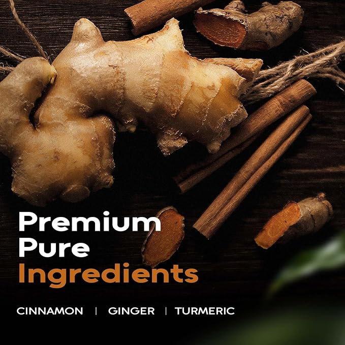 FullChea - Turmeric Ginger Cinnamon Tea Bags, 120 Teabags, 2g/bag - Premium Turmeric, Ginger, Cinnamon - Non-GMO - Caffeine-free - Aid Digestion & Boost Immunity - Bloomnest