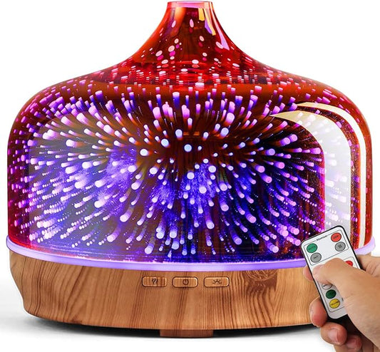 Porseme 500ml Glass Essential Oil Diffuser Aromatherapy Ultrasonic Cool Mist Humidifier 15-21 Running Hours Diffusers with Remote Control for Sleeping Office Working Yoga Rest and Spa - Bloomnest