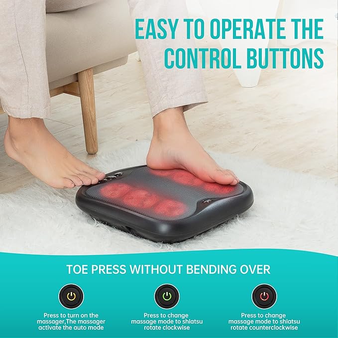 Snailax Shiatsu Foot Massager with Heat, Electric Feet Massager Machine for Plantar Fasciitis, Heated Foot Warmer, Gifts for Men, Women - Bloomnest