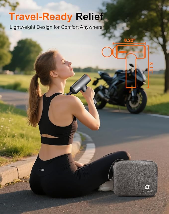 arboleaf Thermal Massage Gun Deep Tissue with Heat, Handheld Muscle Percussion Massager with Full-Metal Head, 6 Replacements for Athletes Pain Relief, Relax, Gifts for Men and Women - Bloomnest