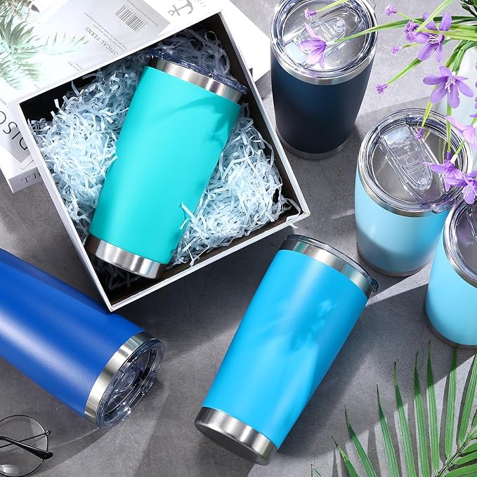 Sieral 36 Packs Stainless Steel Tumbler Bulk with Lid Vacuum Double Wall Insulated Travel Coffee Mug Powder Coated Tumbler Cup for Graduation Wedding Christmas Birthday Party(Cool Color, 20 oz) - Bloomnest