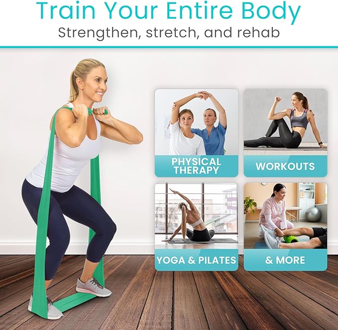 Vive Professional Resistance Bands - 25 Yard Non-Latex Roll for Physical Therapy, Lower and Upper Body Exercise Workout - Straight Elastic for Strength Training, Rehabilitation, Women, Men - Bloomnest