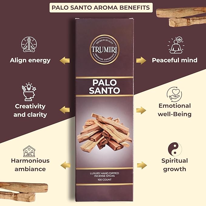 Palo Santo Incense Sticks - Pack of 100 Insence-Sticks for Removing Negative Energy - Made with Natural Incienso De Palo Santo - Scented Insense Spiritual Non Toxic Inscents