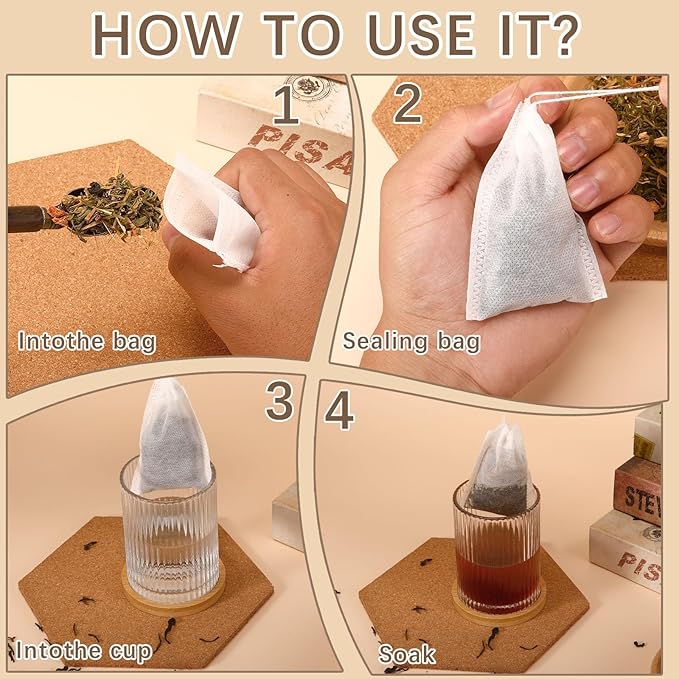 300 Pcs Empty Tea Bags for Loose Leaf Tea, Disposable Large tea Filter Bags with Drawstring Cold Brew Coffee Bag fillable Cloth Diy Empty Tea Sachets for Loose tea, Coffee, Herbs, Spice (4 x 6 inch) - Bloomnest