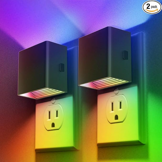 DORESshop LED Night Lights Plug into Wall [2 Pack], Plug in Nightlight, RGB Color-Changing Night Light, Dusk to Dawn Sensor, Nightlights for Adults, Bedroom, Bathroom, Hallway - Bloomnest