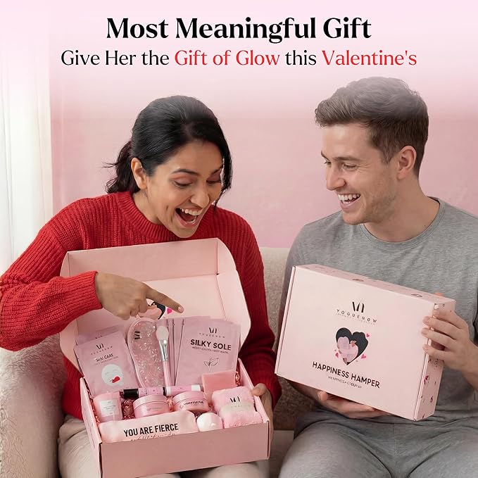 Spa Gifts for Women - Valentines Gift (Set of 20) - Premium Self Care Spa Kit- Bath, Skin Care Sets & Self Care Items - Pampering Valentine Gifts for Women, Spa Gift Basket, Galentines Day Gifts - Bloomnest