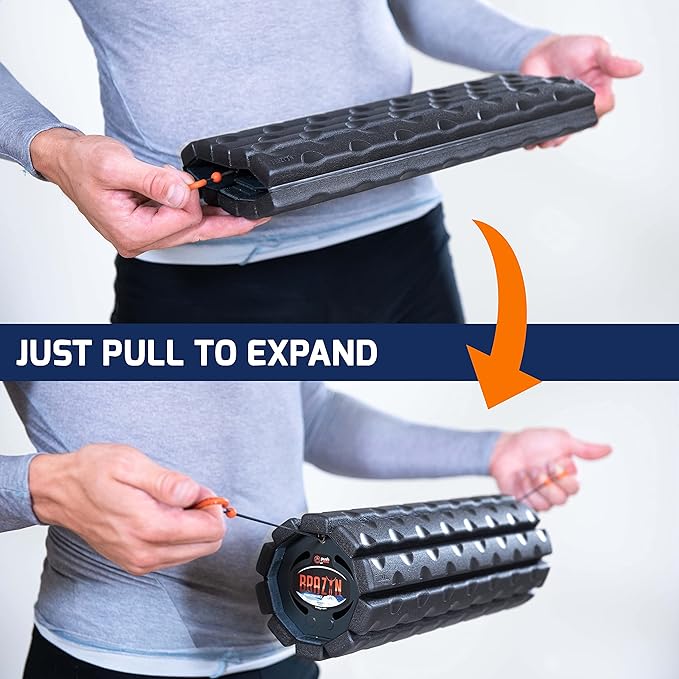 Brazyn Morph Foam Roller (Alpha-Midnight) Collapsible Travel Foam Roller for Back Pain Relief, Workout Muscle Recovery, Back Massager, Deep Tissue Leg Massage, Back Cracker, Stretcher; Small, Portable - Bloomnest