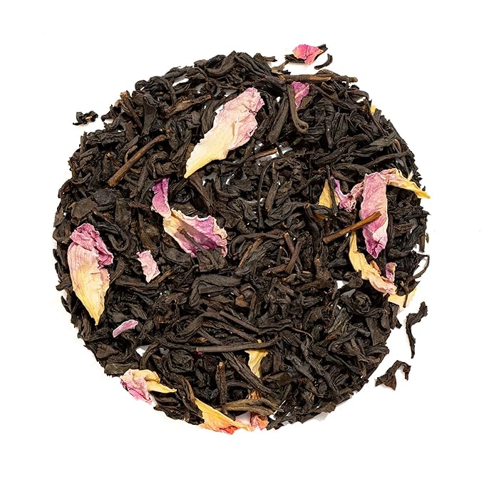 Heavenly Tea Leaves Organic Rose Black, Bulk Loose Leaf Black Tea, 1 Lb. (Approx. 200 Cups) - Strong, Full Bodied, Floral, Great For Hot Or Iced Tea, Antioxidant, Black Tea With Rose Petals - Bloomnest
