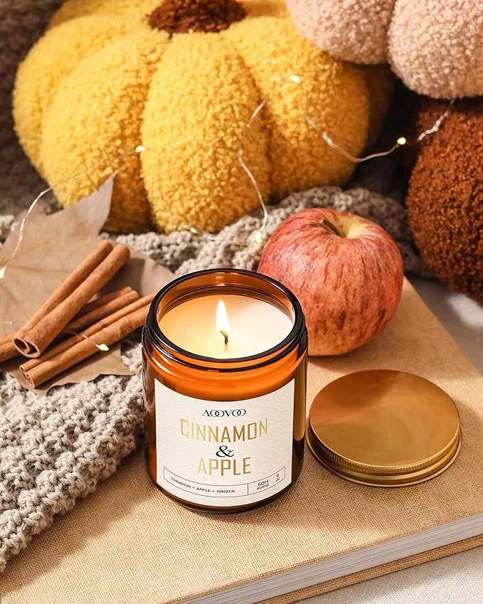 AOOVOO Apple Cinnamon Candles - 9 oz Scented Candles, Aromatherapy Candle, Soy Candle for Home Scented - Bloomnest