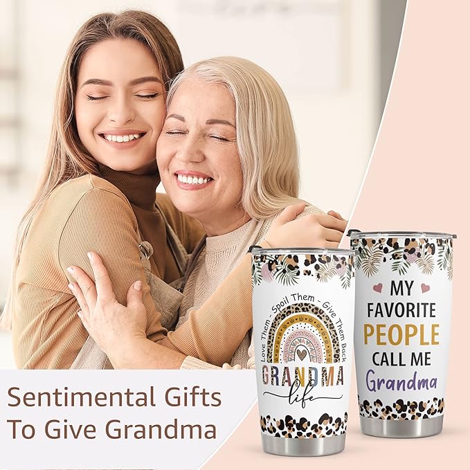 Macorner Grandma Gifts - Stainless Steel Tumbler 20oz for Women - Birthday Christmas Mothers Day Gift for Mom Nana Mimi From Daughter Son Grandkids - Best Grandma Ever - Bloomnest