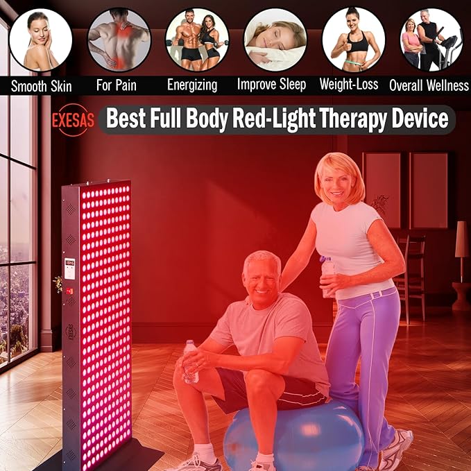 Red Light Therapy Device for Full Body, 630nm, 660nm, 810nm & 850nm, Near Infrared Dual-Chip Clinical Grade LED Panel for Smooth Skin, Weight, Pain and Overall Wellness (324LED) EXESAS