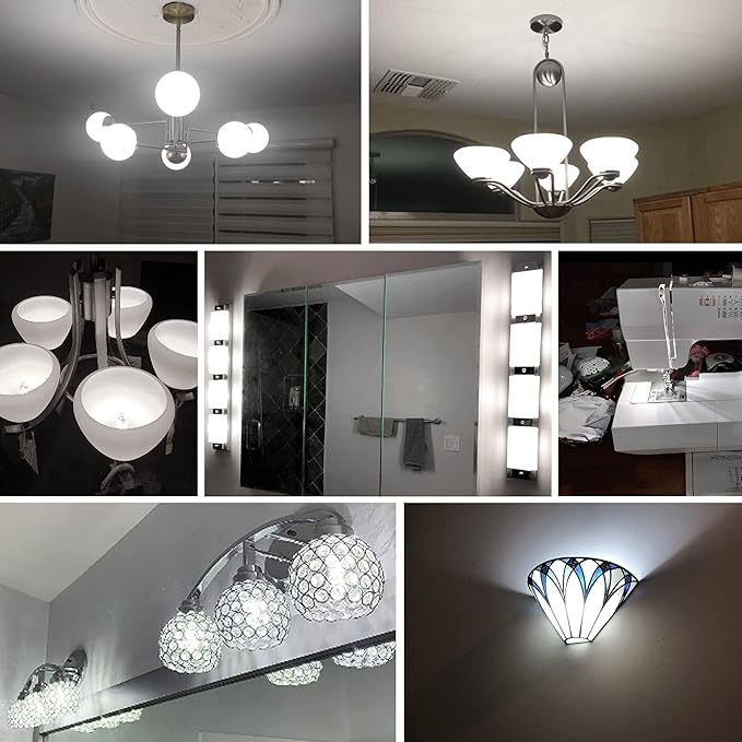ALIDE Dimmable E12 Led Bulbs 6000k Daylight White 5W,Replace 40 Watt E12 Halogen Equivalent,T6 Base 120V E12 C7 LED Candelabra Bulbs Bright White for Ceiling Fan Chandelier Lighting,450lm,10Pack - Bloomnest