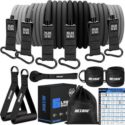 Heavy Resistance Bands for Working Out, 300lbs/360lb/420lb Exercise Bands Workout Bands with Handles, Door Anchor, Ankle Straps, Home Gym Workout Equipment for Men Fitness Strength Training Stretching - Bloomnest