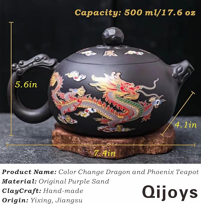 Hand-made Dragon and Phoenix Color-changing Purple Clay Teapot – Chinese Kung Fu Tea Set, Tea Lover’s Gift, Large Capacity (TeaPot) - Bloomnest