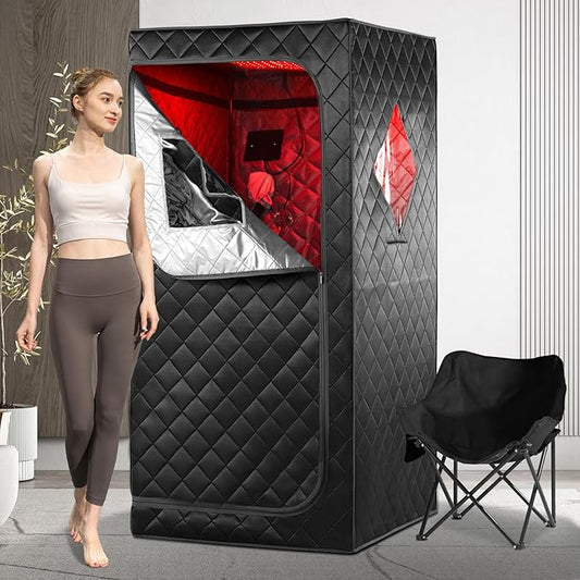 Infrared Sauna Box, Portable Infrared Sauna for Home, Personal Infrared Sauna with 660nm Red Light Threapy, Remote Control, Heating Foot Pad, Upgraded Comfortable Chair iDOTODO