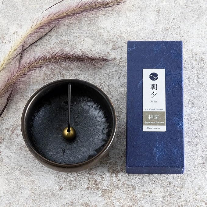 Asayu Japan Low Smoke Incense Gift Set with Incense Holder and Brass Stand, Japanese Garden Incense Sticks with Zen Holder - Bloomnest
