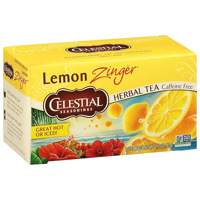 Celestial Seasonings Lemon Zinger Herbal Tea, Caffeine Free, 20 Tea Bags Box (Pack of 2) - Bloomnest