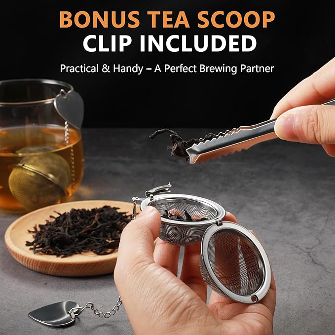 Tea Infuser for Loose Leaf Tea 2 Pack – 2" 304 Stainless Steel Tea Strainer Ball with Bonus Tea Scoop Clip – Extra Fine Mesh, Rustproof, Easy to Clean – DIKSEFN - Bloomnest
