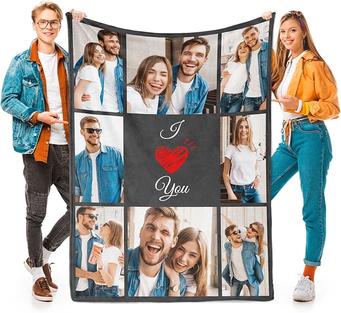 I Love You Gifts for Couple, Personalized Girlfriend, Custom Blanket with Photos, Blankets Pictures, Photo Using My Own Personalised Christmas - Bloomnest